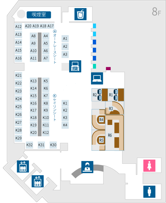 ラ・ピスタ新橋8階フロア案内図です。